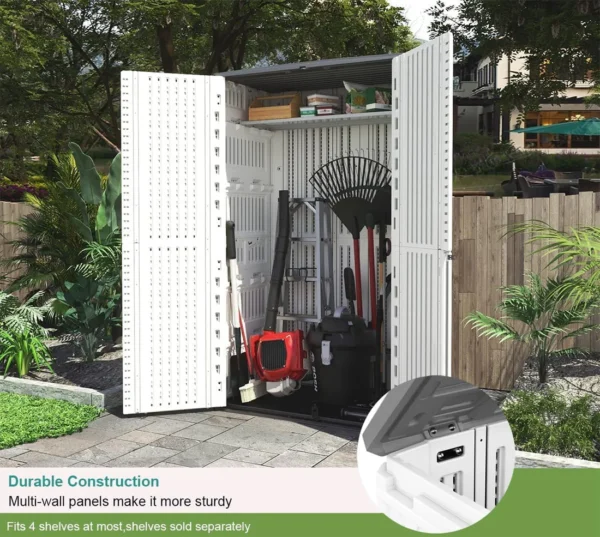 Horti Cube 66 cu. ft. Outdoor Vertical Storage Shed - Image 3
